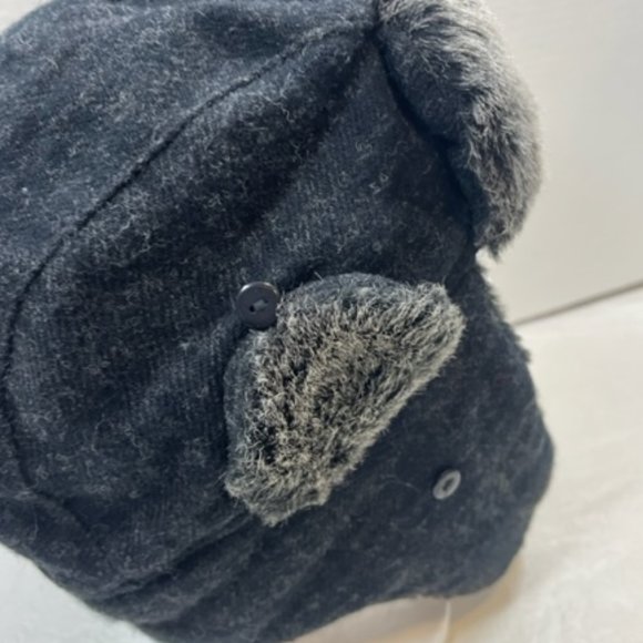 Dockers Trapper Faux Fur Wool Blend Black Gray Plaid Ear Flap Hat One Size - Picture 6 of 11